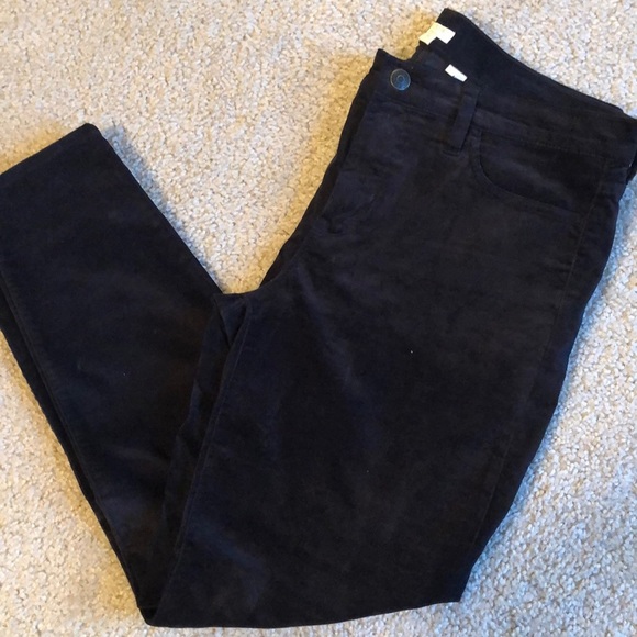 J Crew Black Velvet Mid Rise Jean jeans  size 32 pants zip up - Picture 2 of 5